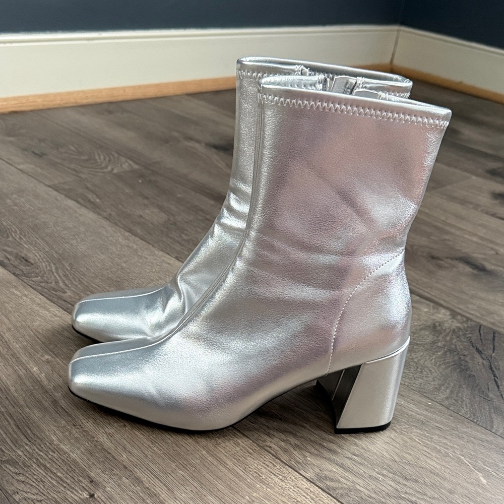 a new day Metallic Silver Heeled Boots